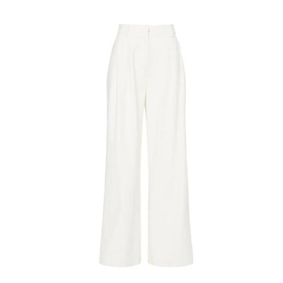 RTR sz 12 Staud solid white Luisa pocketed pants high rise trouser career - Picture 6 of 10